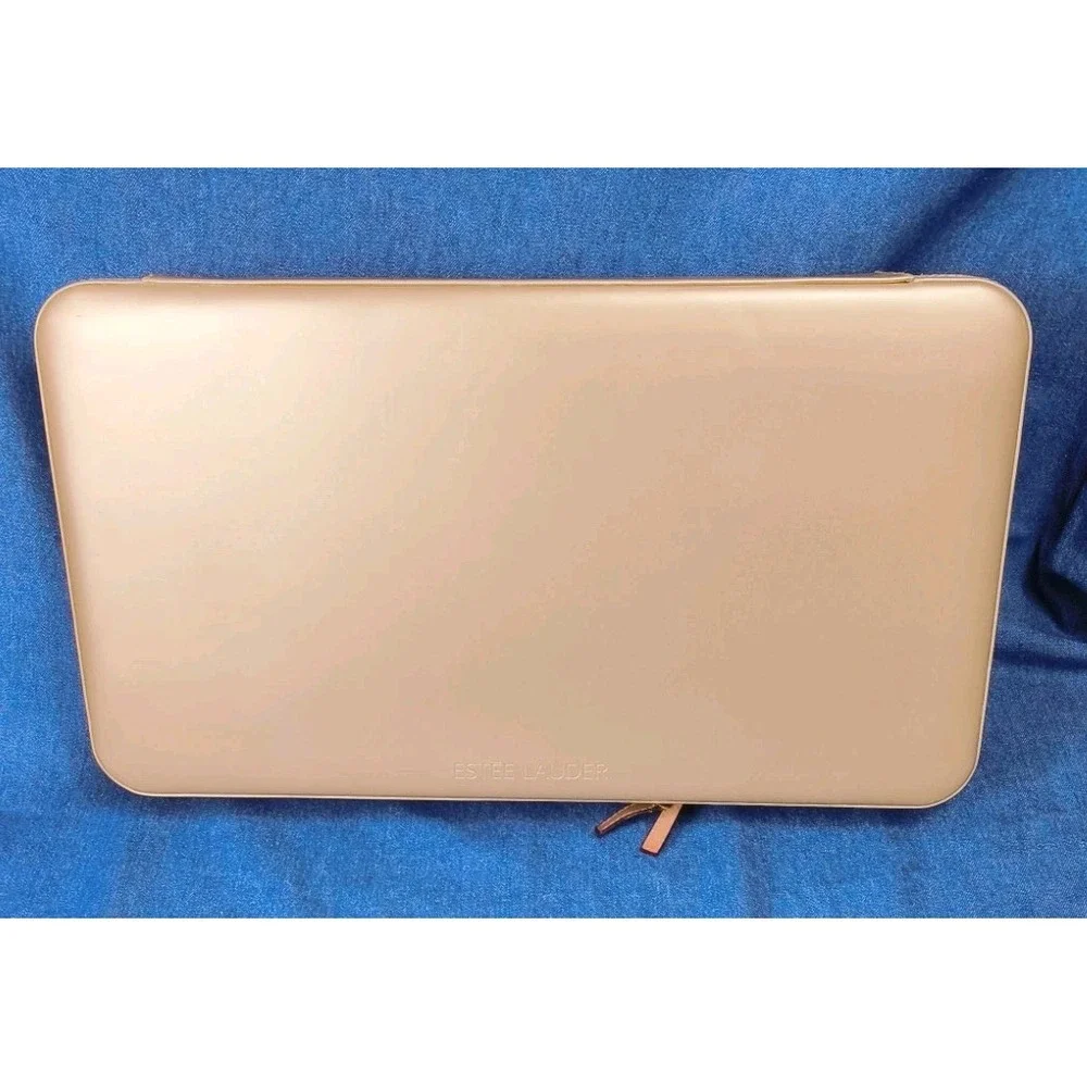 Estée Lauder Gold Hard Shell Cosmetic Train Case Vintage Makeup Vanity Box